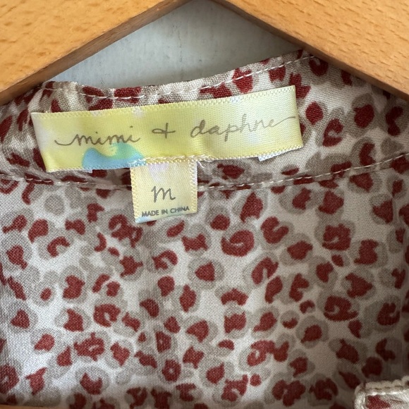 Mimi + Daphne brown leopard print boho babydoll blouse top size M - Picture 7 of 8